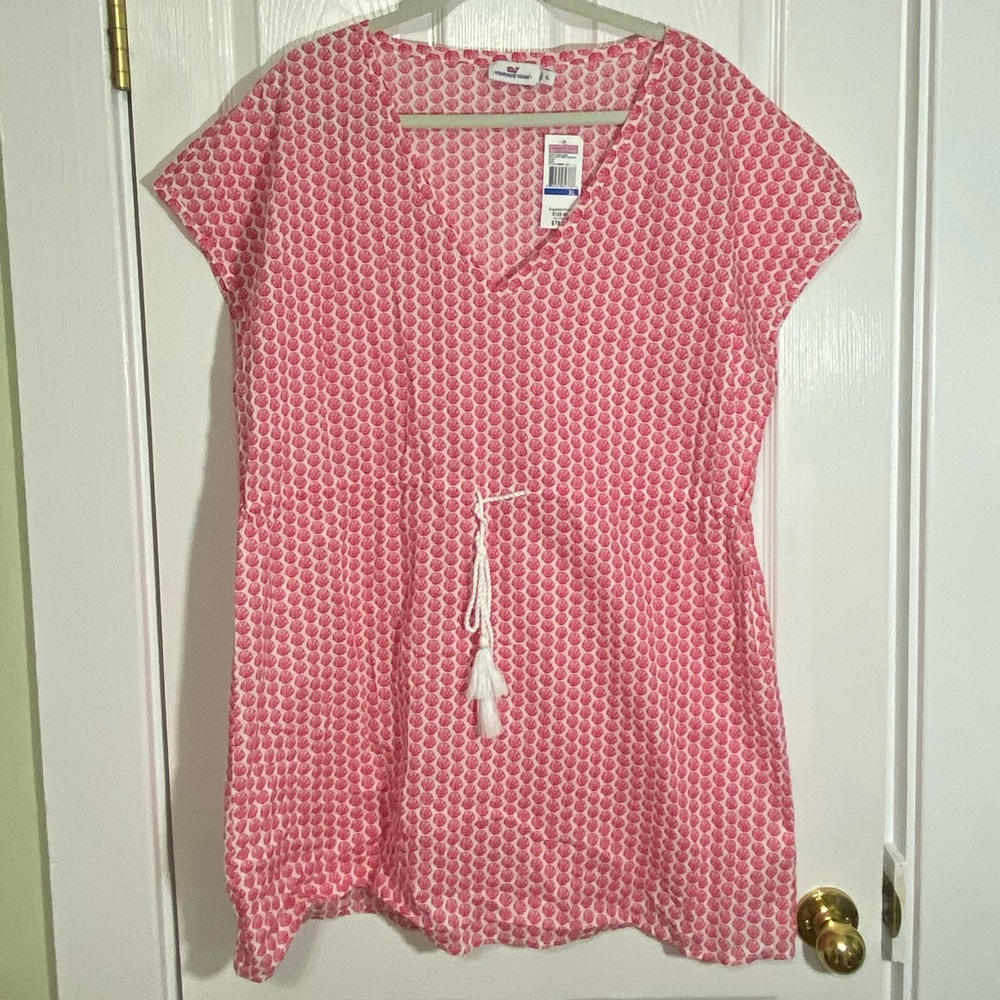 🍭VINEYARD VINES Pink Scallop Shell Summer Dress